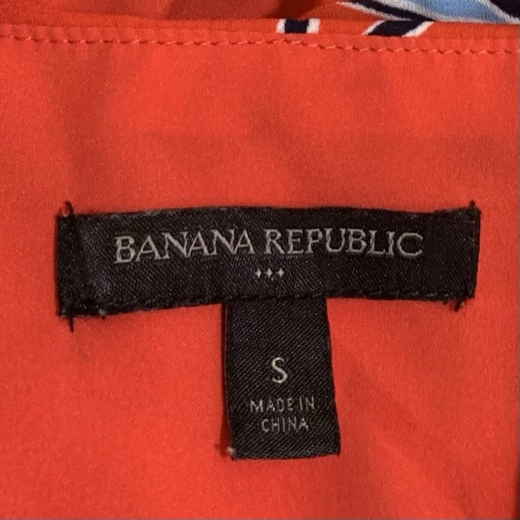 Banana Republic Orange Blue Twist Neck Top Size Small Tropical Vacation Resort - Picture 3 of 6